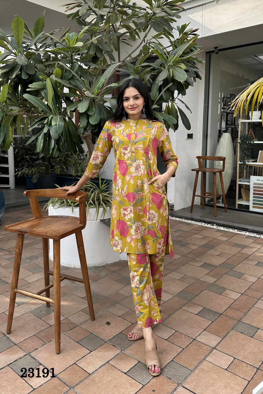 Indira 23191 Cambric Cotton Cord Set Kurti With Bottom Wholesale Catalog Surat